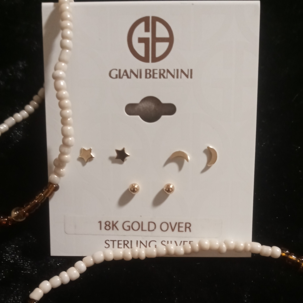 GIANI BERNINI 18K over sterling silver 3 pairs of stud earring.